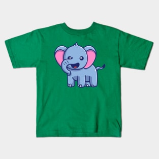 Cute Elephant Smiling Cartoon Kids T-Shirt